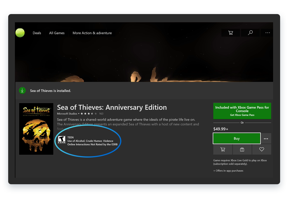 Where to find ESRB Ratings. Sea of thieves: anniversary edition